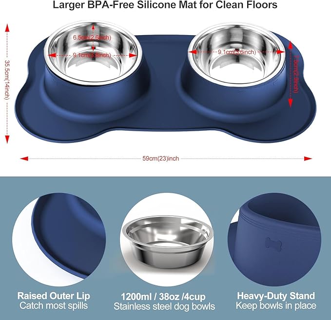 AsFrost Dog Food Bowls Stainless Steel Dog Bowls, Food Water Bowl Set - Image 2