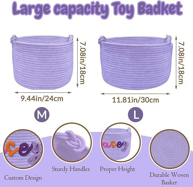 Personalized Dog Cat Toy Basket, Custom Cotton Rope Storage Basket - Image 5