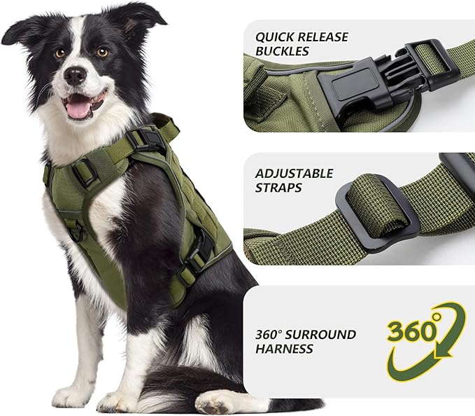 WINGOIN Tactical Dog Harness for Extra Large Dogs, Heavy Duty No Pull Dog - Image 2