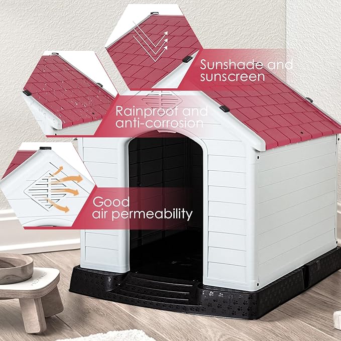 FDW Dog House Indoor Outdoor Durable Ventilate Waterproof Pet Plastic Dog House - Image 2