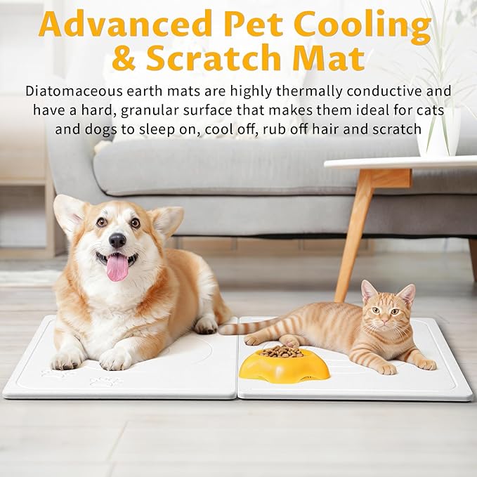 Stone Dog & Cat Food Mat, Bite-Proof Non-Slip Large Diatomaceous Pet Feeding Mat - Image 9