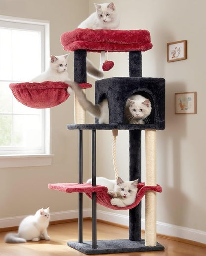 Gitelsnour Cat Tree, Cat Tower for Indoor Cats, 43.3 inch Gothic Cat Tree Tower by Gitelnour