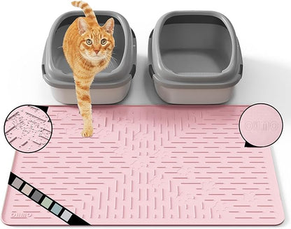 OHMO Cat Litter Mat Trapping Mat Premium Silicone 31.5x23.6 Pink, Waterproof by OHMO