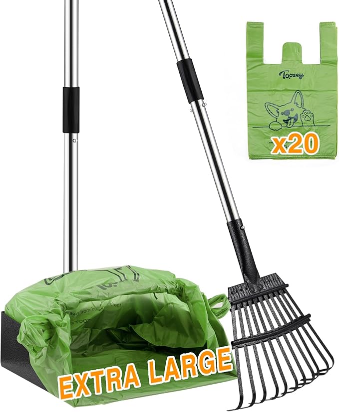 Toozey Dog Pooper Scooper for Large Dogs — Long Handle Poop Scooper for Yard Use by Toozey