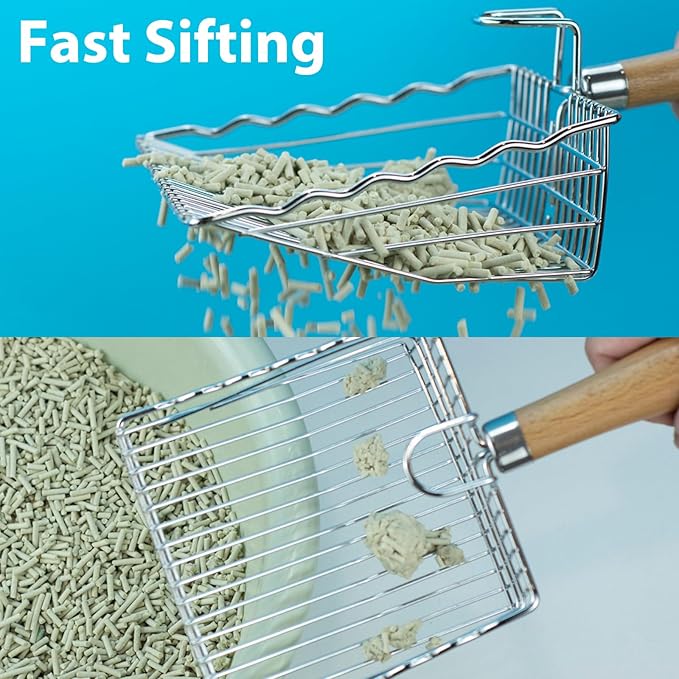 Metal Cat Litter Scoop with Holder, Poop Scooper with Stand&2 Rolls of Garbage - Image 8