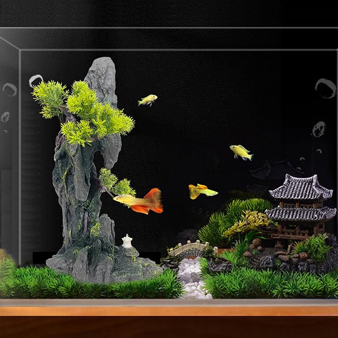 Tall Aquarium Mountain View Stone Decorations Aquarium Ornament Rock Cave - Image 2
