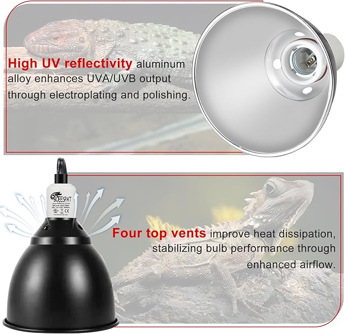 Large Caliber Reptile Lamp Cover Dome Supports Up to 250W, Diameter 7.0 Inch - Image 3