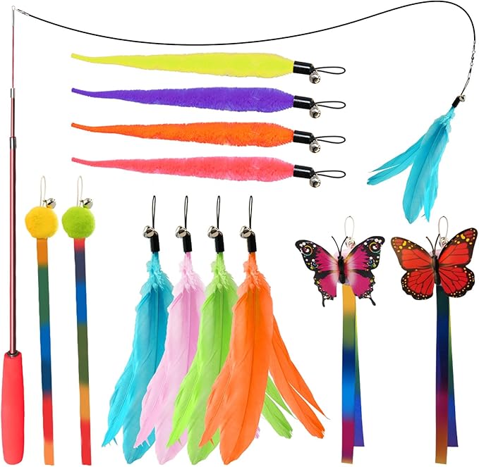 Cat Toys for Indoor Cats, 13 Packs Interactive Cat Wand Toy Set by YULOYI