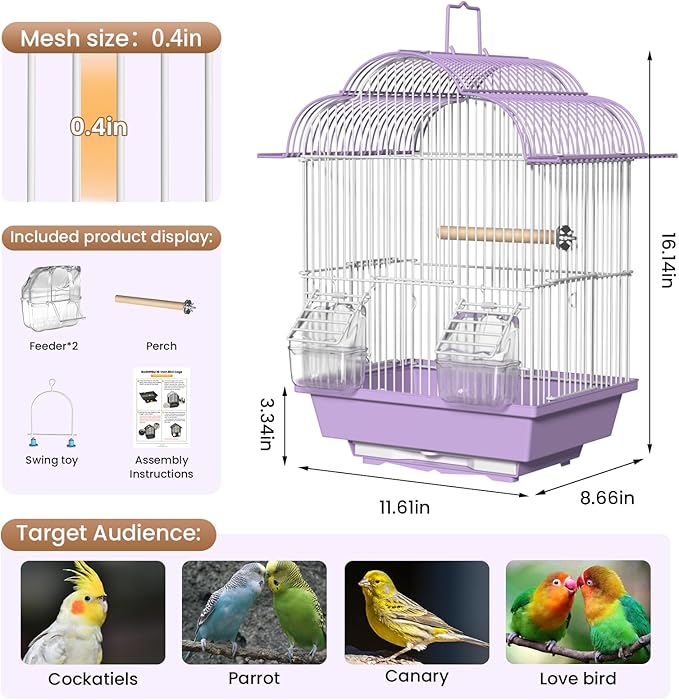 16-inch Small Bird Cage for Home or Travel - Image 9