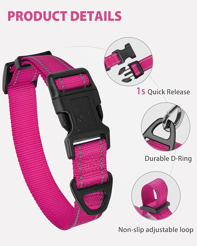 Joytale Dog Collars for Medium Dogs, Comfortable Double-Sided Reflective Nylon - Image 4