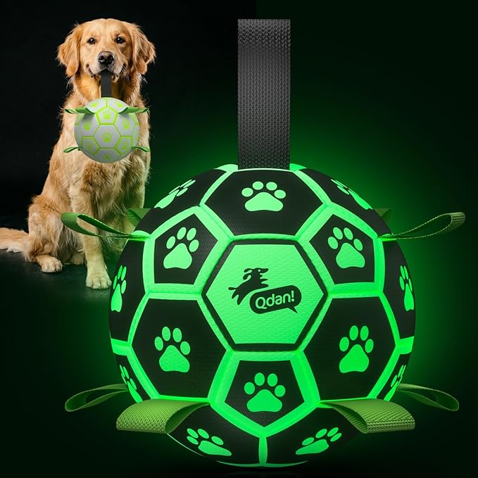 QDAN Glow in The Dark Dog Toys Soccer Ball by QDAN