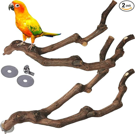 kathson Natural Parrot Perch Bird Stand Pole Wild Grape Stick Paw Grinding Fork by kathson