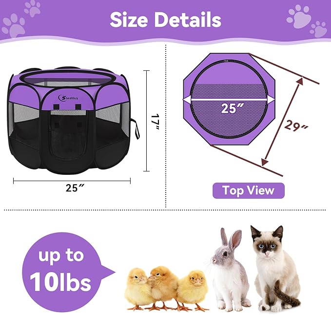 Siedihit Dog Cat Playpen, Puppy Pet Playpen, Small Dogs Tent Crates Cage - Image 6