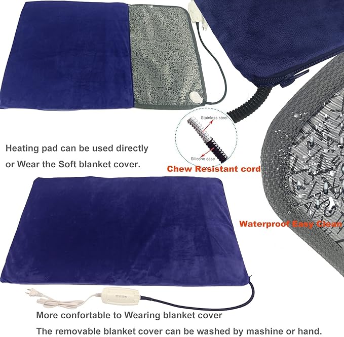 Pet Heating pad for Large Dog cat Heated Bed Dog Heating pad 34" x 21" - Image 4
