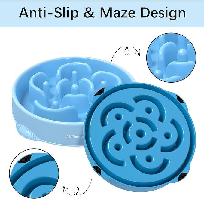MateeyLife Large Slow Feeder Dog Bowls 2PCS, Anti-Choking Puzzle Dog Food Bowls - Image 4