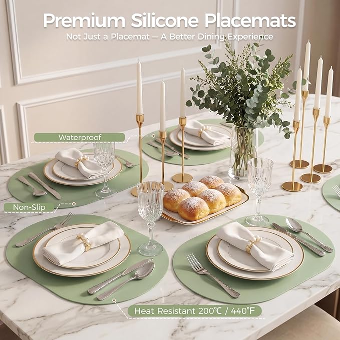 Premium Thick Silicone Placemat，Heat & Oil Resistant, Non-Slip Table Mat - Image 4