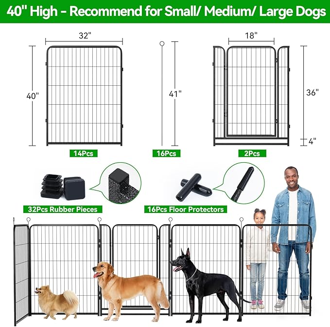 Kfvigoho Dog Playpen Outdoor Extra Wide 16 Piece Panels Heavy Duty Dog Fence - Image 3