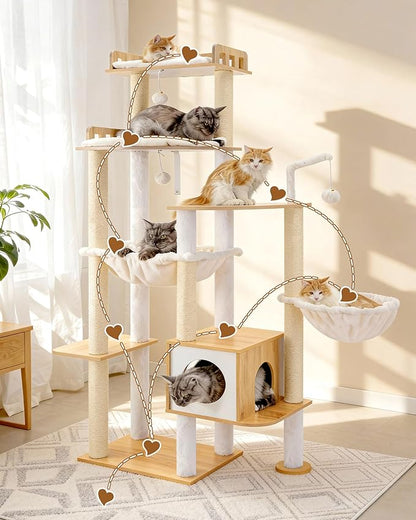Heybly Cat Tree, 70.5 Inch Wood Tall Cat Tower - Image 8