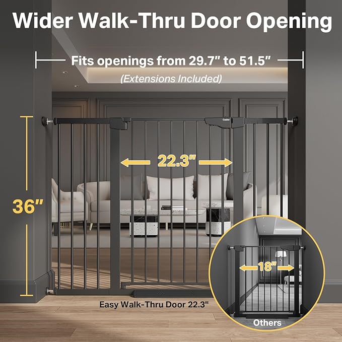 Cumbor 36" Extra Tall 29.7-51.5" Baby Gate - Image 3