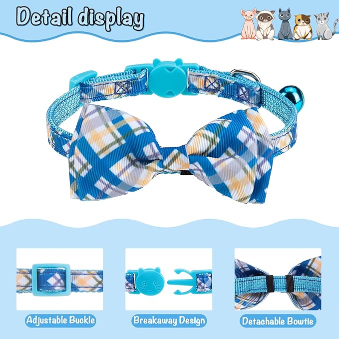 Breakaway Cat Collar with Removable Bow Tie and Bell, 3 Pack Safety Buckle - Image 4
