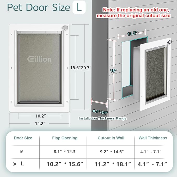 Pet Door for Wall, 3-Flap Insulated Dog Door, Durable Plastic Frame - Image 5