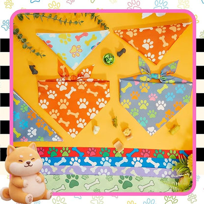 Tallew 60 Pcs Paw Print Dog Bandanas Bulk Summer Colorful Paw Bandanas Charm - Image 6