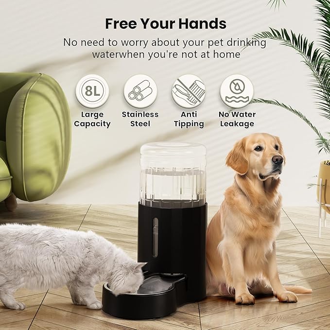 CZPET Dog Water Bowl Dispenser 8L, Wider Mouth & Upgraded Brush - Image 8