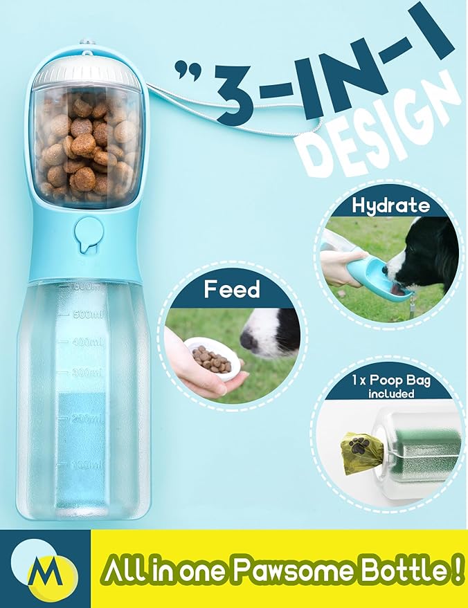 Portable Water Bottle for Dogs, 3 in 1 Pet Travel Bowl Dispenser - Image 2
