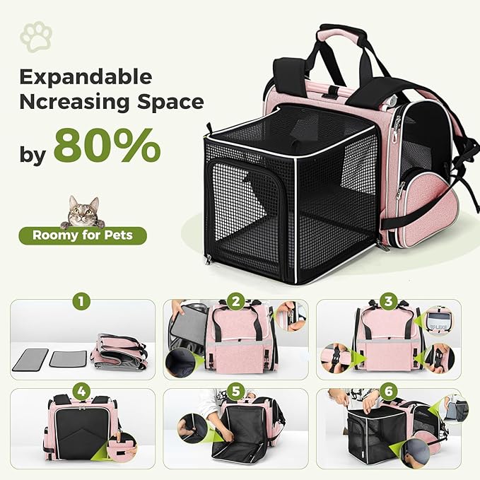 Lekereise Widened Pet Backpack Travel, Wide Pet Carrier Backpack - Image 4