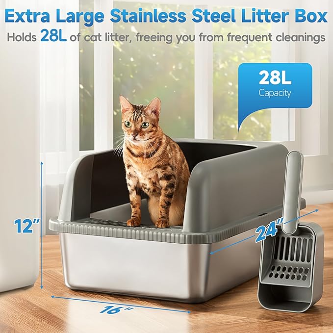 2 Pack Stainless Steel Cat Litter Box - Image 3