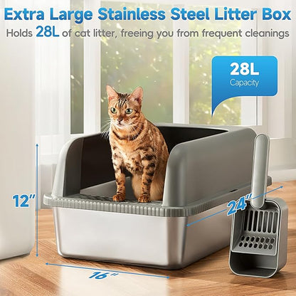 2 Pack Stainless Steel Cat Litter Box - Image 3