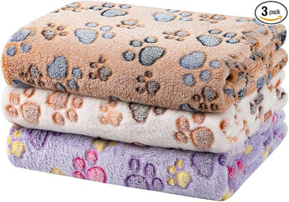 Dono 1 Pack 3 Dog Blankets, Soft Fluffy Fleece Pet Blanket Warm Sleep Mat Paw by Dono