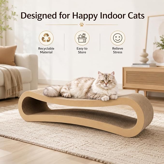 Simple Deluxe 3-in-1 Large Cardboard Cat Scratcher Lounger, 33.5" x 10.2" x - Image 6