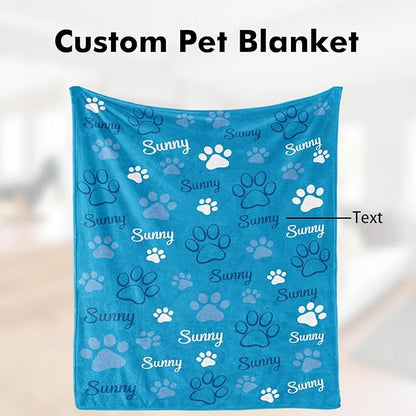 Custom Dog Blanket with Name and Paw Prints, Personalized Pet Blanket - Image 5