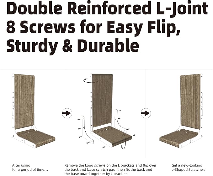 27.6 Inch Reinforced Cat Scratcher, L-Shaped Wall Mount Scratching Post - Image 7