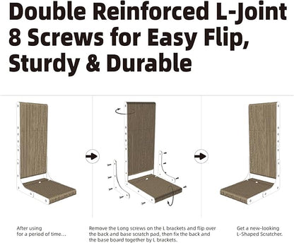 27.6 Inch Reinforced Cat Scratcher, L-Shaped Wall Mount Scratching Post - Image 7