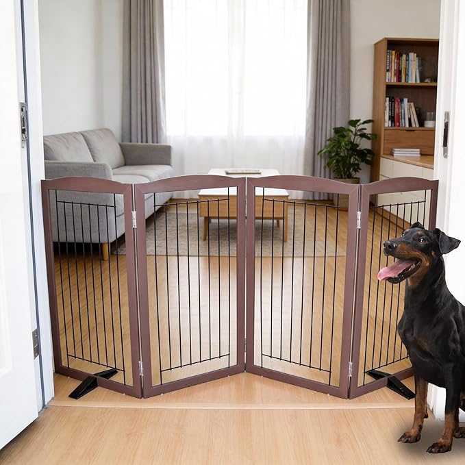 ZJSF Freestanding Dog Fence Indoor, Foldable Dog Gate by ZJSF