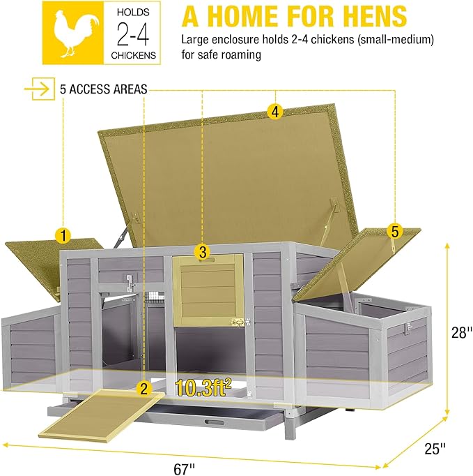 Aivituvin Chicken Coop Two Nesting Boxes Large Wooden Hen House Weatherproof - Image 6