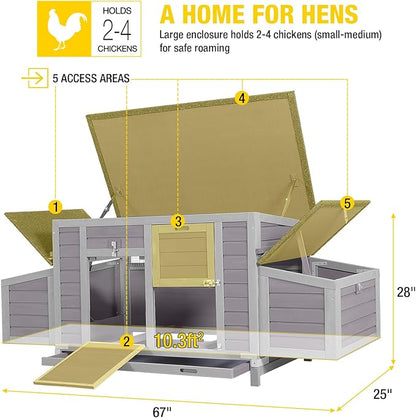 Aivituvin Chicken Coop Two Nesting Boxes Large Wooden Hen House Weatherproof - Image 6