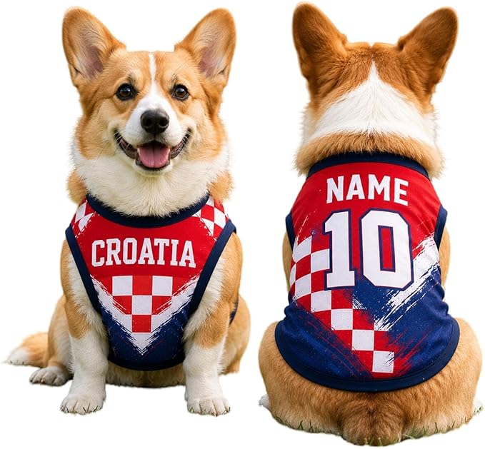 V-DECORPARKS Dog Jersey Custom Name Number, Pets Soccer Jersey by V-Decorparks