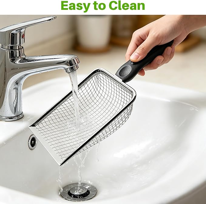 2 Pack Cat Litter Scoop with 3.8mm & 5mm Mesh – Stainless Steel Kitten Litter - Image 7