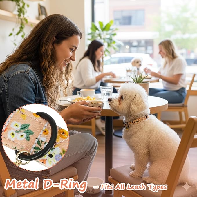 Dog Collar with Floral Patterns, Spring Summer Collection Orange Dog Collar - Image 4