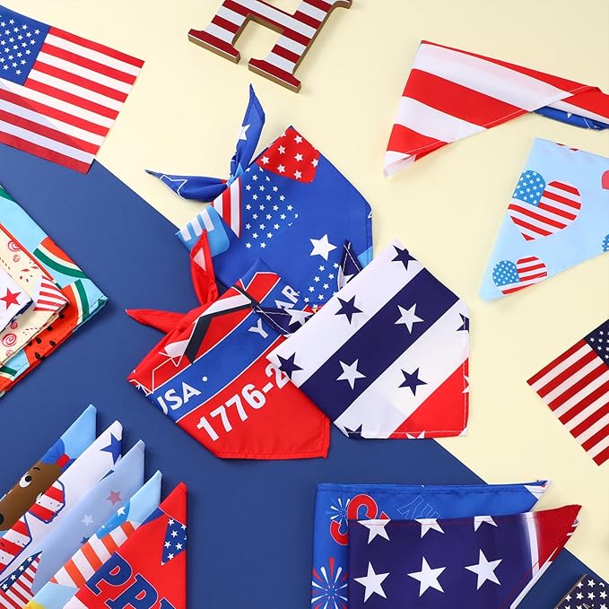 Huhumy 50 Pcs 4th of July Dog Bandanas 250th Anniversary Pet Bandanas Bulk - Image 5