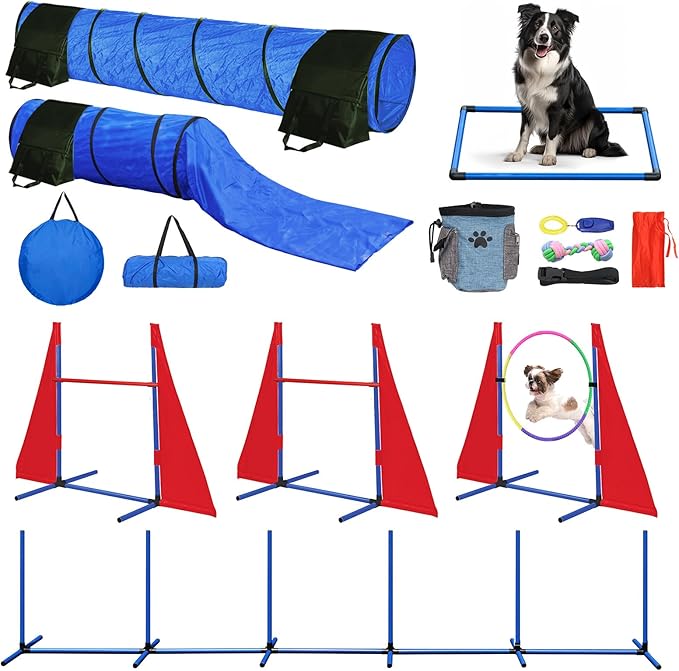 Dog Agility Course Backyard Set, Dog Agility Equipment, Portable Agility by Tidjani