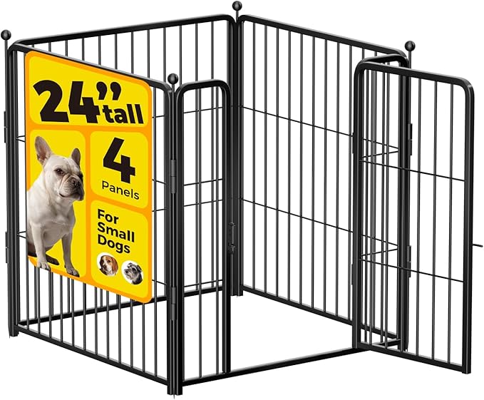 Dog Playpen 24 inch 4 Panels for Indoor & Outdoor Use – Heavy-Duty Metal Pet by Unknown
