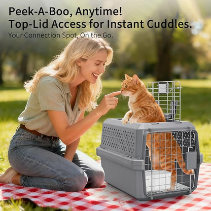 RIZZARI Grey Small Hard Sided Pet Carrier, Portable Ventilated Travel Crate - Image 8