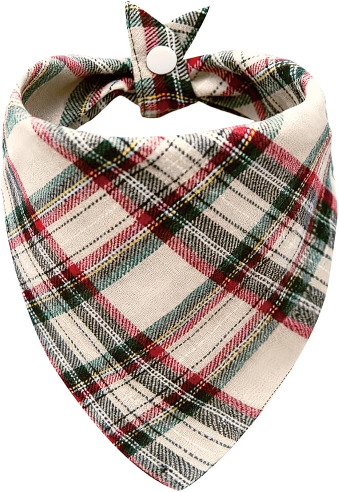 Plaid Dog Bandana with Button by Unknown