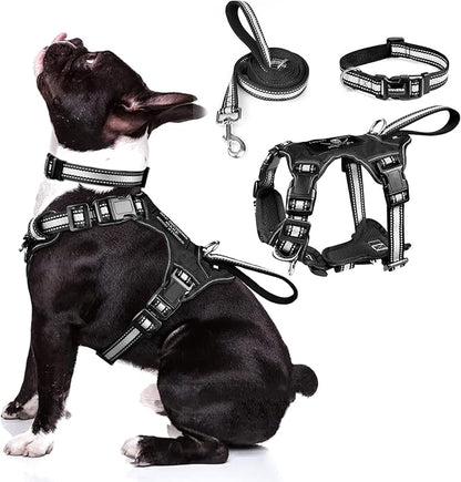 WINSEE Pet Harness Collar and Leash Set, All-in-one Reflective Dog Harness No by WINSEE