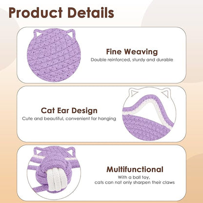 Letalong Cat Scratcher Mat, Natural Cotton Rope Cat Scratch Pad, 15.7'' Round - Image 3