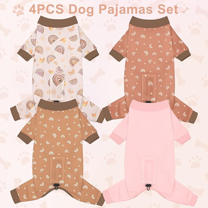 Bienbee Dog Pajamas, 4 Pack Dog Recovery Suit Shedding Suit Cute Soft Puppy - Image 2